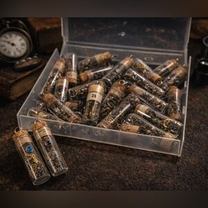 Estate Watchmaker Bench Lot – 24 Horology Parts Vials, Select Jewel Bearings